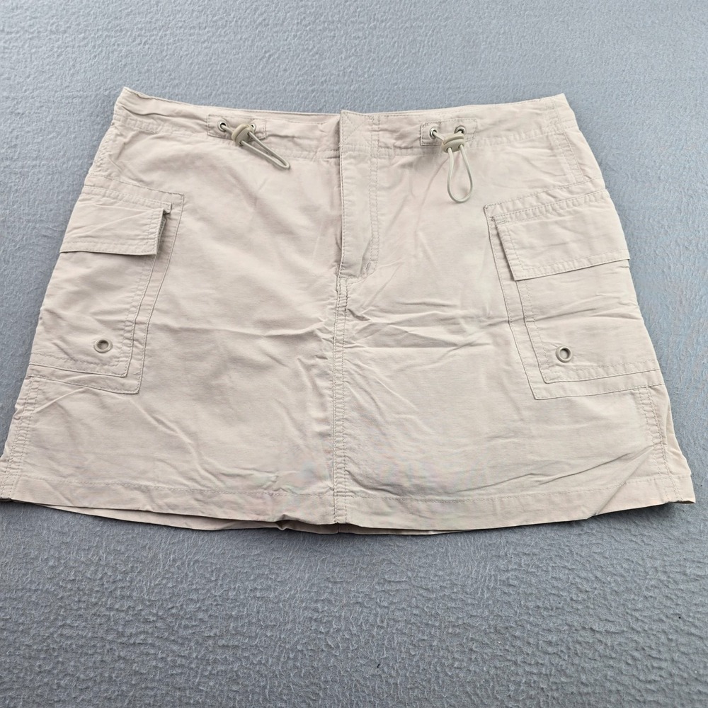 BW Sport Utility Cargo Mini Skirt Womens 10 Beige Lined Pockets Side Drawcords